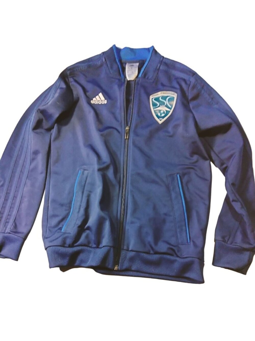 Adidas Steamboat Soccer Club Jacket Zipper Colorado Blue White Number 10 Medium